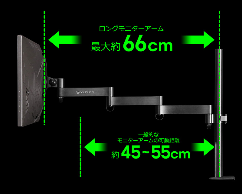 ロングモニターアーム Bma 100n 0n 300n Bauhutte