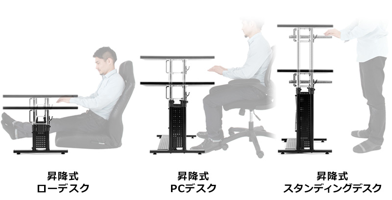 3タイプの昇降式デスクシリーズ