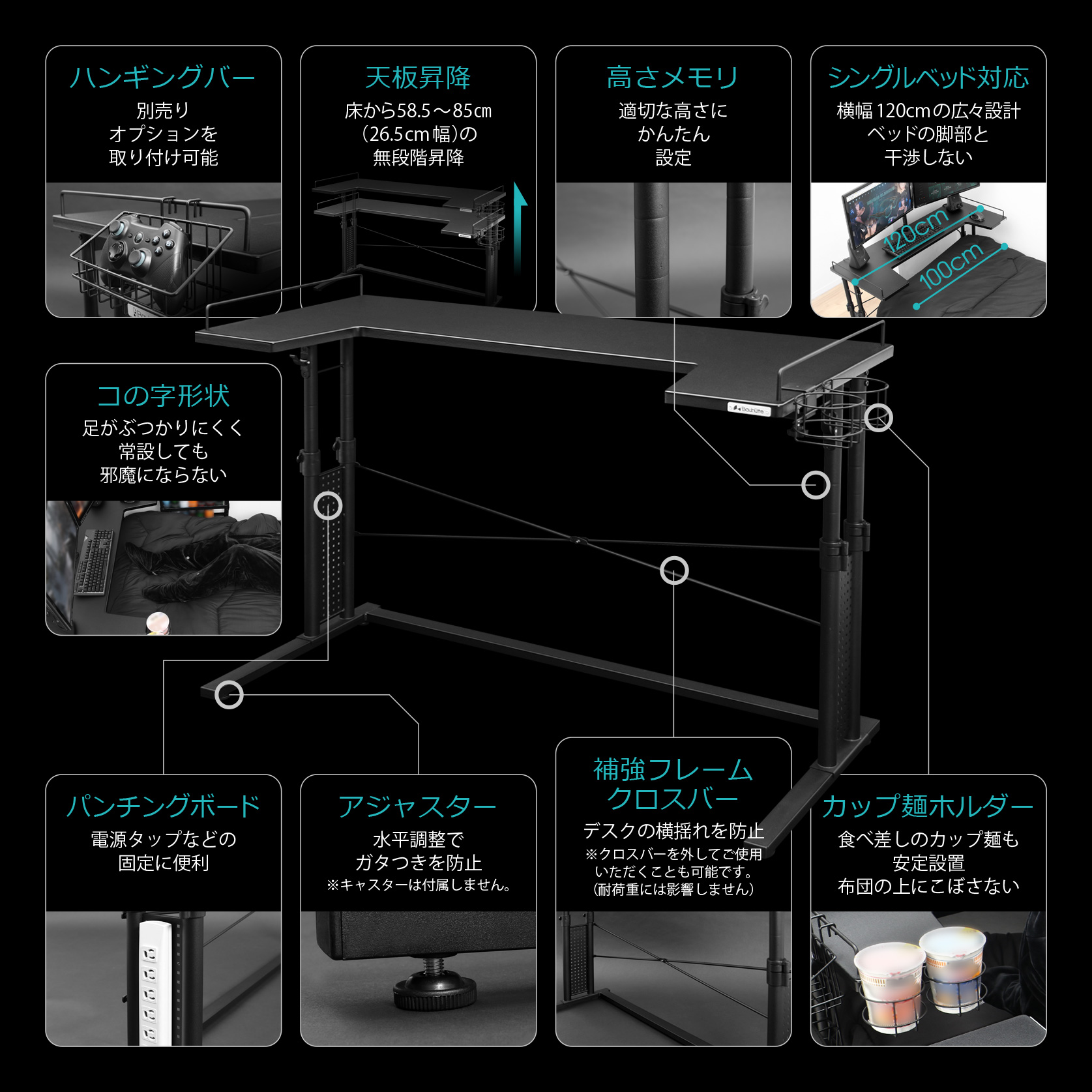 ベッドデスク BHD-1200BD 機能まとめ
