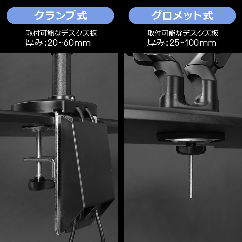 クランプ式/グロメット式固定