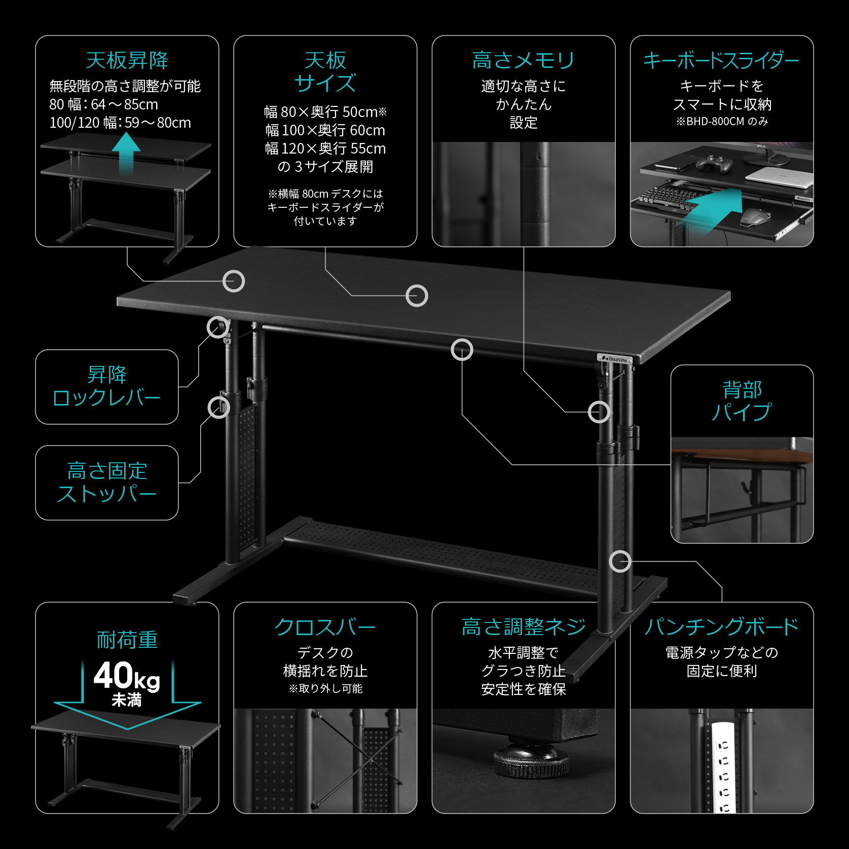 ゲーミングデスク BHD-800CM / 1000M / 1200M | Bauhütte®