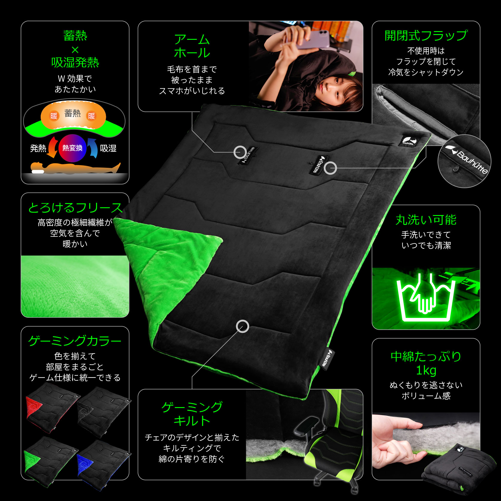 ゲーミング毛布 『わたタンク』 BHB-1600 機能まとめ