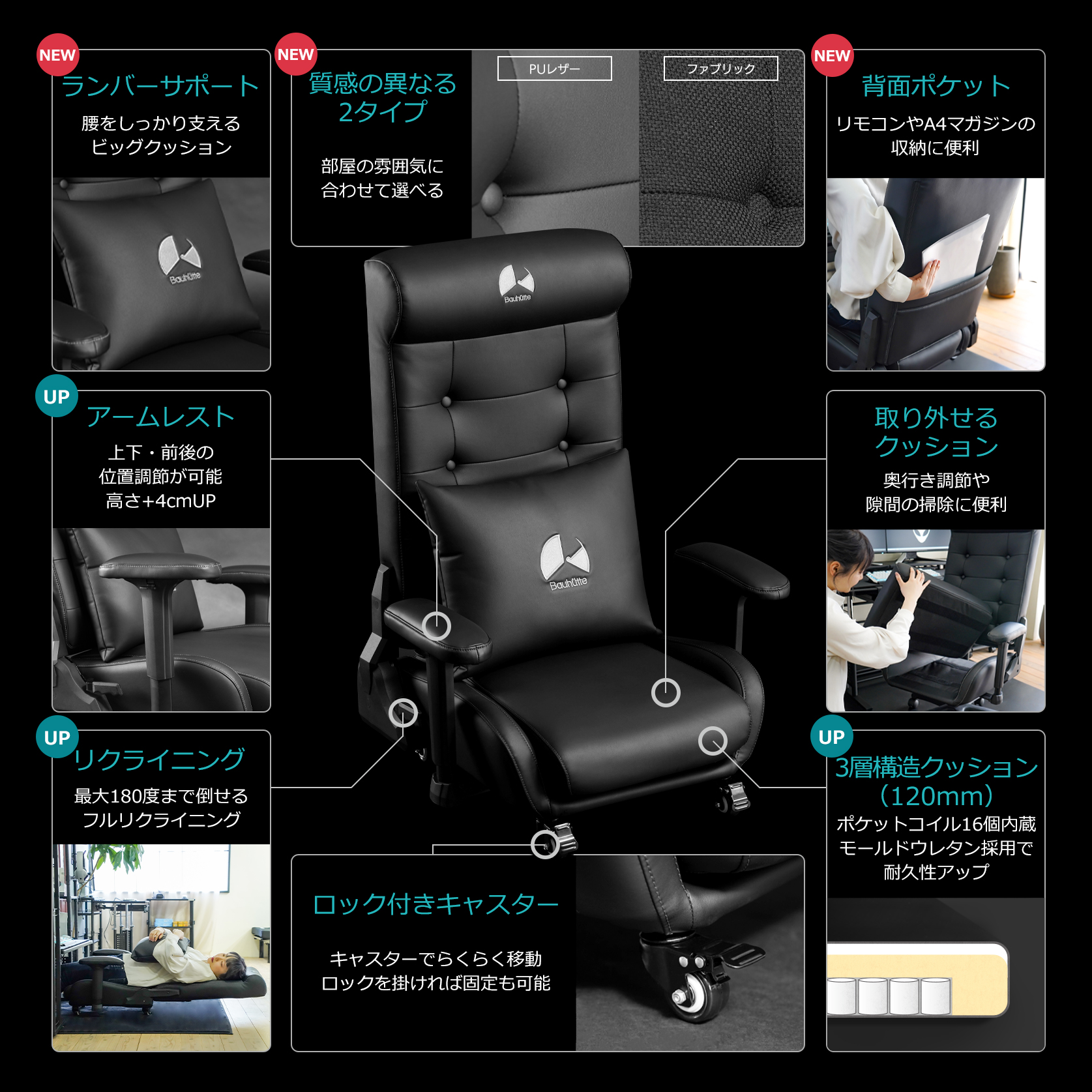 ゲーミングソファ座椅子2 GX-370/GX-370PU | Bauhütte®
