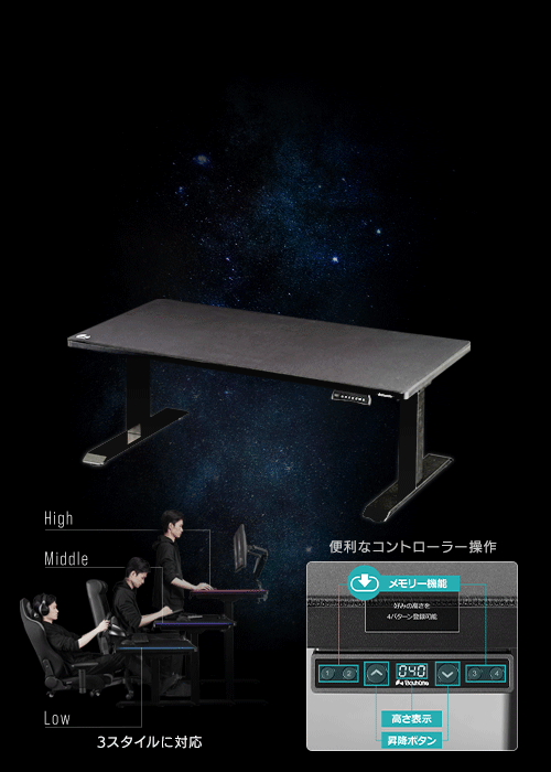 電動スーパーゲーミングデスク BHD-1400FA