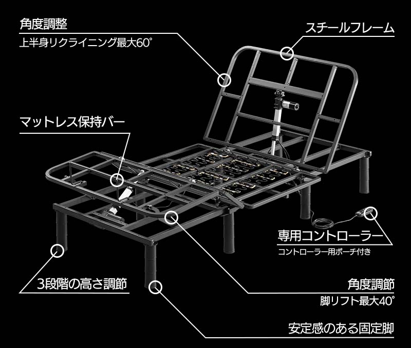 電動ゲーミングベッド2 BGB-100FA2 機能まとめ
