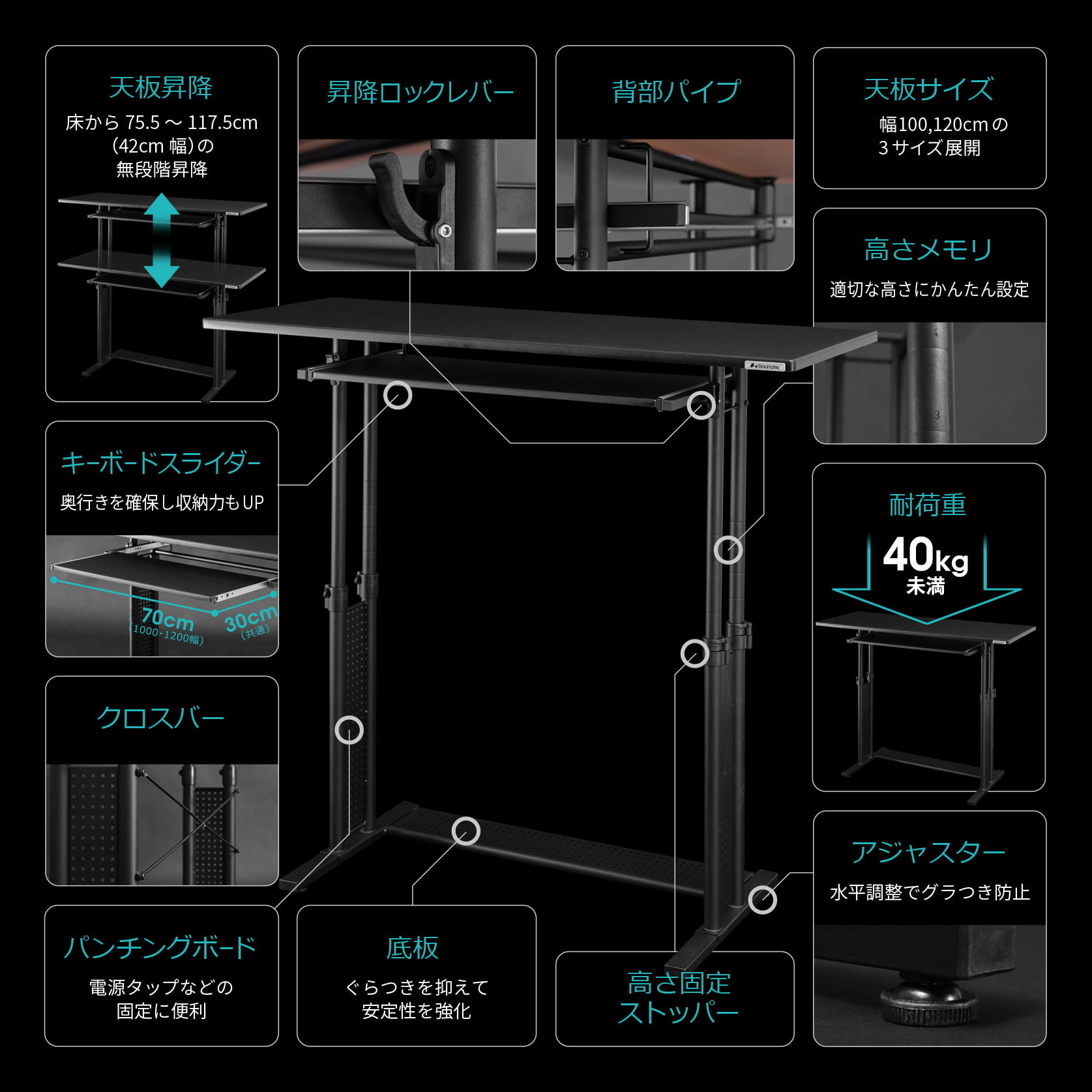 スタンディングデスク BHD-1000H / 1200H 機能まとめ